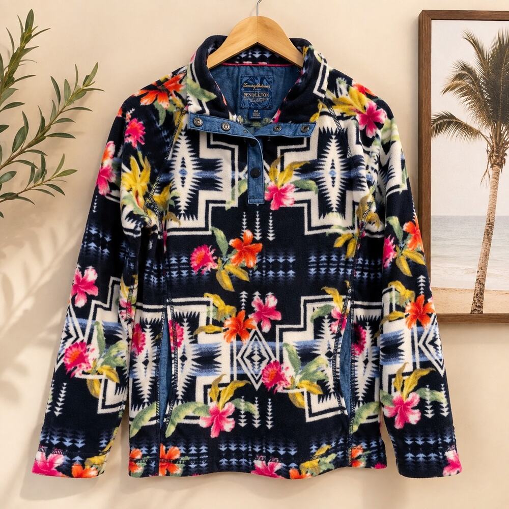 Tommy Bahama x Pendleton Men’s Small Fleece Pullover Snap Neck Southwestern...